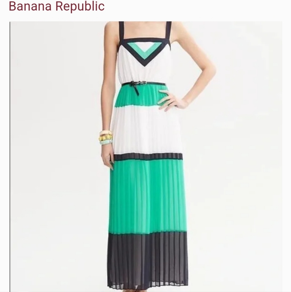 Banana Republic Milly Collection Color Block Patio Pleated Dress